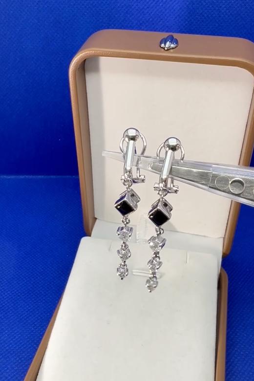 【日本溯源之旅】瘦脸神器 14k金玛瑙钻石耳夹 夏日耳线款熊猫配色 钻石0.44ct 立体几何造型 质感在线  经典弹力夹 3.9g（展会产品拍下后不支持7天无理由退换货） 商品图2