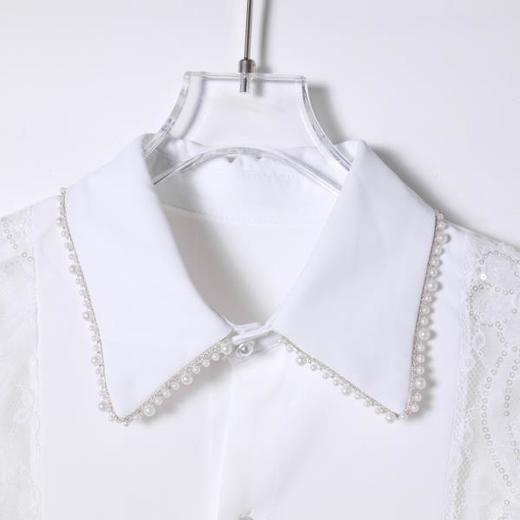 SDSA男装2026新款高贵轻奢珍珠领蕾丝拼接宽松长袖衬衫百搭时尚 商品图2