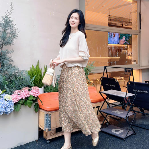 火桐hooton铂金系列 暖枝 双层真丝乔其半裙 商品图0