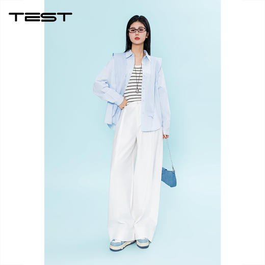 春上新设计感撞色宽松显瘦休闲长袖衬衣1261050 商品图1