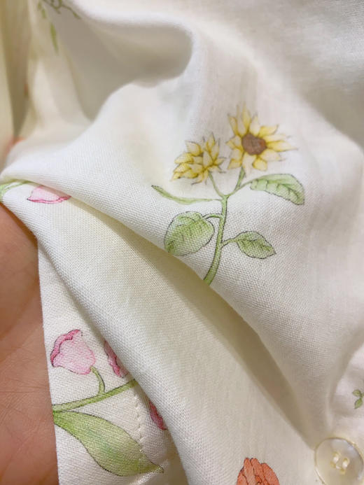 松植屋《铃兰》女士纱布翻领长袖长裤套装女款翻领开衫版睡衣 商品图5