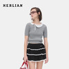 HERLIAN 2026年夏季新品不规则娃娃领蝴蝶结系带女士短袖针织衫 商品缩略图0