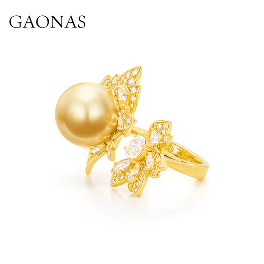 GAONAS  贵气臻奢12mm金色花朵珠戒指11943JGO 商品图2