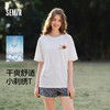 森马罗小黑短袖T恤女夏季吸湿速干卡通刺绣落肩2026新款可爱上衣 商品缩略图0