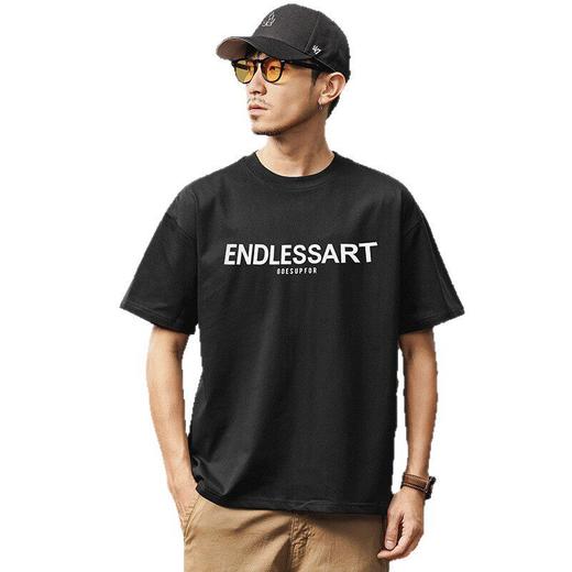 【DYG】大依优型大码男装夏季圆领短袖T恤植绒印花日系复古休闲T恤上衣 商品图4