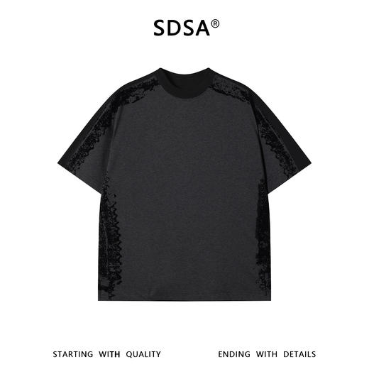SDSA男装2026新款高贵轻奢潮牌撞色植设计圆领短袖T恤百搭上衣 商品图0