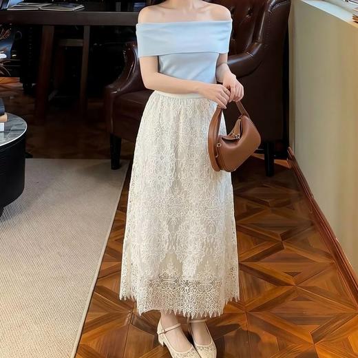 杳杳春时~设计感法式优雅高腰蕾丝半身裙女轻奢高级感松紧腰长裙 商品图1