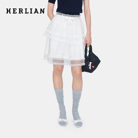 HERLIAN 2026年夏季新品多层花边蝴蝶结叠纱裙中长款女蓬蓬裙半裙