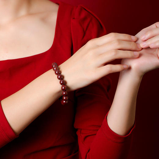 【祈愿吉品】「事事皆顺」原矿高含量朱砂手串平安大红情人节礼物 商品图3