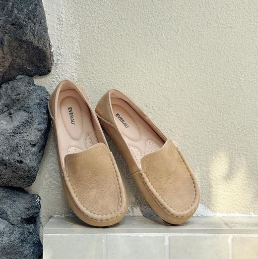 【澳洲品牌】EVERAU春夏女鞋真皮豆豆鞋女韩版一脚蹬平底乐福鞋休闲单鞋EA7101 商品图2