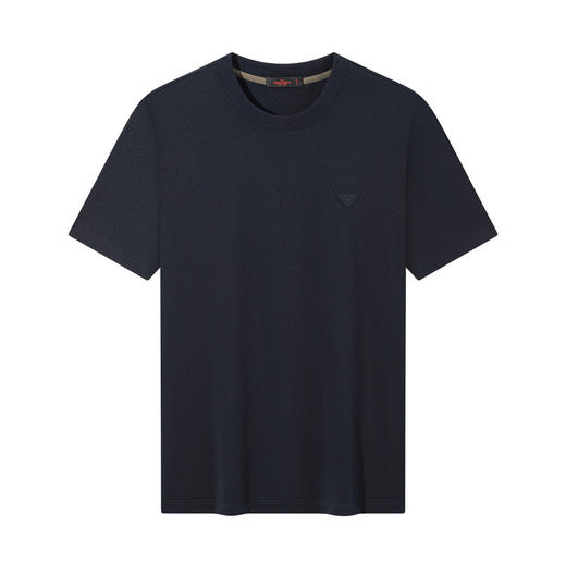 【提花T恤】柒牌男装2026夏季新款含桑蚕丝圆领树叶纹舒适短袖T恤 130T72430 商品图4