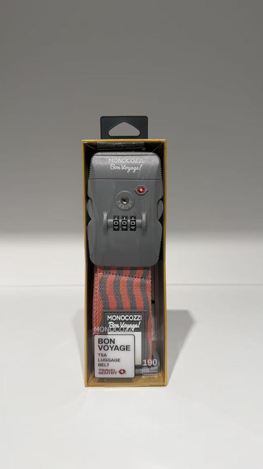 【订单实付低于299元，不发货】MONOCOZZI - BON VOYAGE系列 TSA认可锁行李带（珊瑚/灰色）男  4895199108783-F . 商品图0