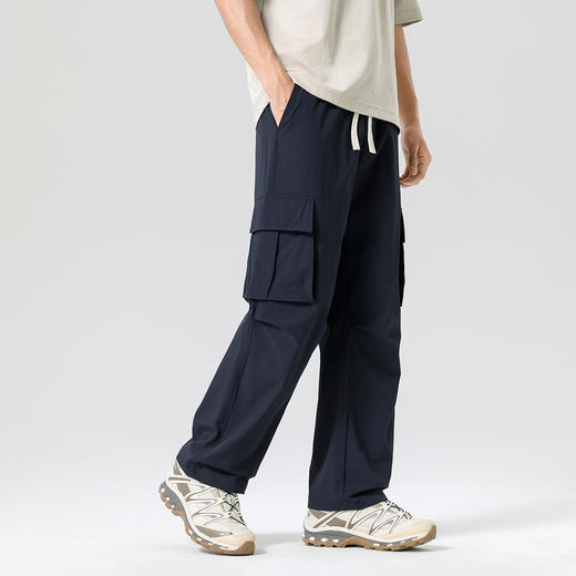 gxgjeans男装26夏款登山户外运动工装裤抽绳系带纯色男士休闲裤宽松阔腿裤K&C 商品图4