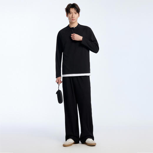 NPC潮牌复古老钱抖抖褶皱休闲裤热定型褶皱面料直筒长裤NP61TR06 商品图1