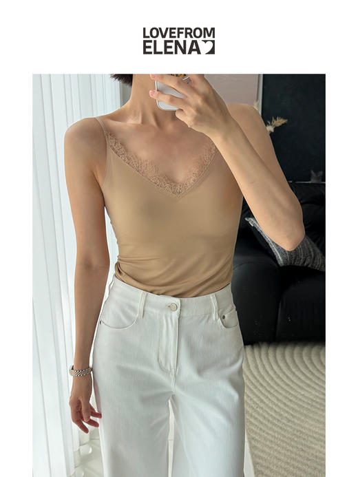 「工厂团购上新」 春夏蕾丝边百搭吊带背心 自带胸垫 商品图0