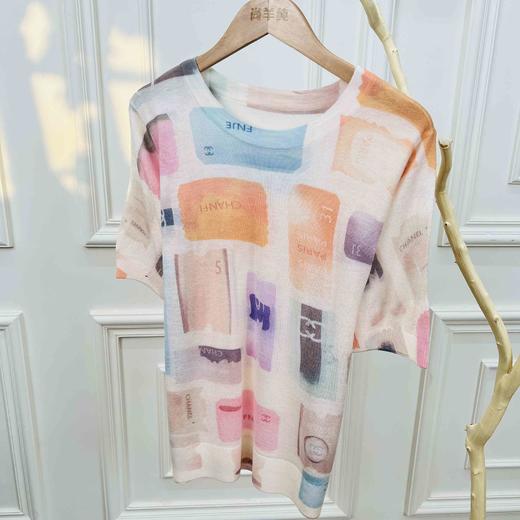 清云雾染~ 羊 毛圆领宽松显瘦提花针织套头短袖 商品图3