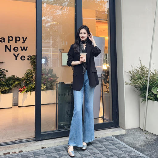 火桐hooton 海蓝港风 四面弹筒喇牛仔裤 商品图3