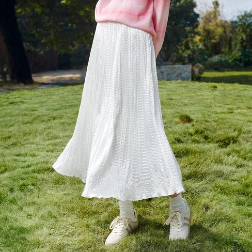 【百图lulu定制】【月光裙】白色飘逸仙气半身裙 高腰大摆皱褶A字裙 商品图0