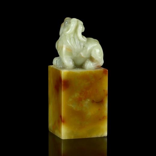 孤品18024青田石菜花黄古兽方章封门青姓名章收藏章3.0*3.0*7.4cm 商品图2