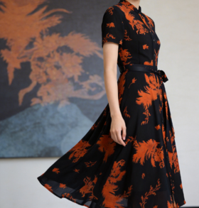 SZ2S49 雪纺印花连衣裙 