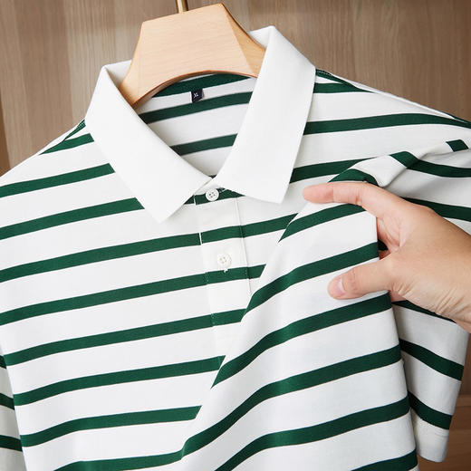 【DDS】大依优型大码男装夏季翻领条纹POLO衫短袖休闲百搭棉质上衣T恤 商品图1