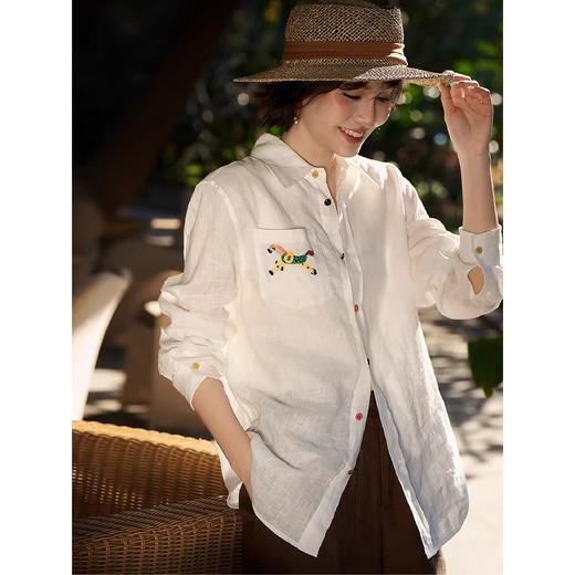 刺绣亚麻衬衣，老钱风高级感，把松弛感焊在身上【G】 商品图1