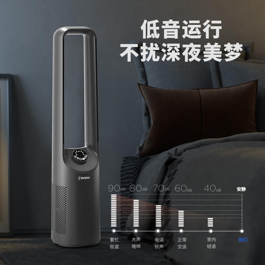 【西屋无叶风扇】广角送风自然循环风三档风速12H定时离心式风轮远程遥控轻音低噪 灰色款WTH-WY312 商品图1