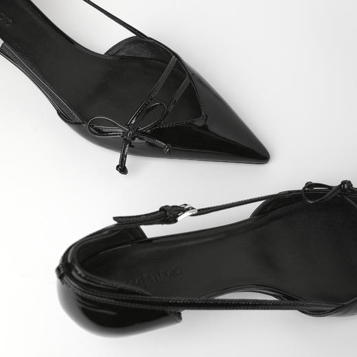 ROMI STUDIO“法式气质”漆面羊皮革尖头细跟黑色高跟鞋RWDRP33158 商品图4