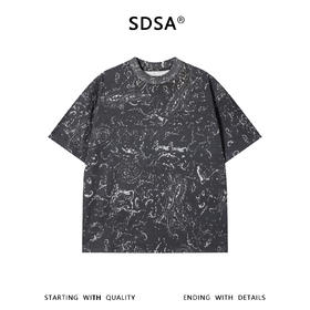 SDSA男装2026新款高贵轻奢时尚简约撞色满印圆领短袖T恤百搭上衣