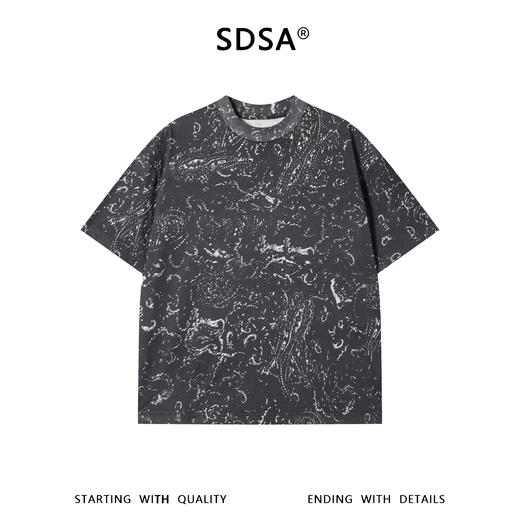 SDSA男装2026新款高贵轻奢时尚简约撞色满印圆领短袖T恤百搭上衣 商品图0