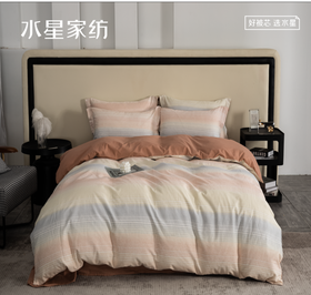 ————————水星全棉抗菌四件套-耀飞流千里 被套200*230cm 床单230*250cm 枕套48*74cm*2（代发）