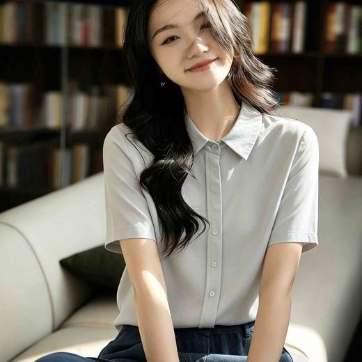 【春潮】100%桑 蚕丝Polo领真丝短袖上衣ZS25045 商品图0