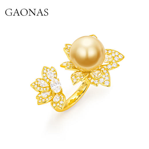 GAONAS  贵气臻奢12mm金色花朵珠戒指11943JGO 商品图1