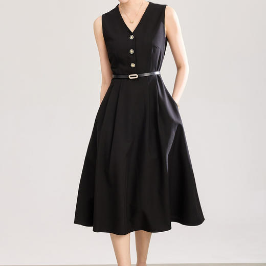 「高货wl」全新升级【铂金会员367/天猫489/差价122】(12516)洛诗琳知性高级感无袖连衣裙2026新款修身通勤显瘦A字裙 商品图2