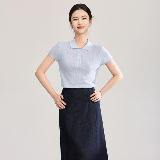 「高货wl」全新升级【铂金会员174/天猫229/差价55】(11105)洛诗琳立体挑孔针织T恤2026新款天丝亚麻纱通勤减龄上衣 商品图0