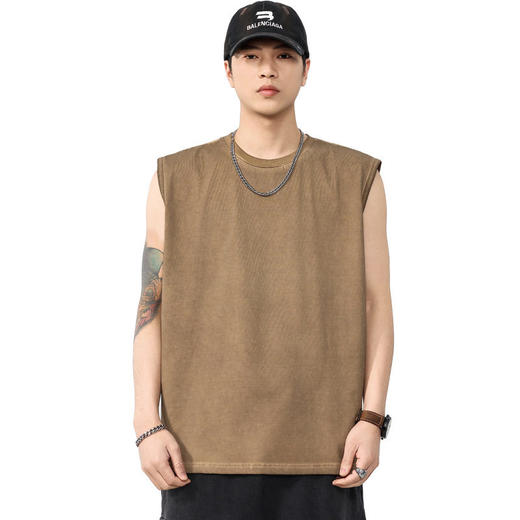 【DYG】大依优型大码男装夏季运动背心无袖重磅棉质T恤宽松坎肩篮球背心 商品图4