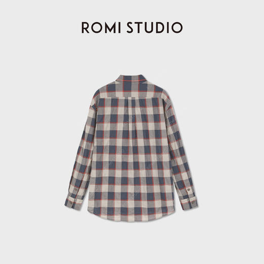 ROMI STUDIO“美式街头”进口超薄色织格纹宽松复古衬衫RWDSSY2464 商品图1