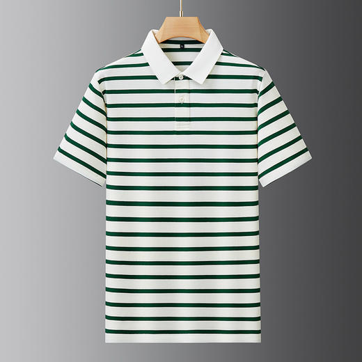 【DDS】大依优型大码男装夏季翻领条纹POLO衫短袖休闲百搭棉质上衣T恤 商品图3
