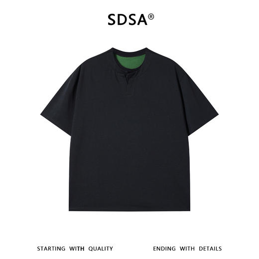 SDSA男装2026新款高贵轻奢老钱风拼接双层领短袖T恤百搭宽松上衣 商品图0