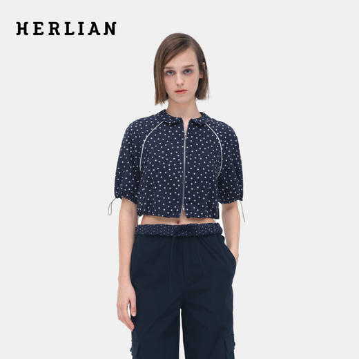 HERLIAN 2026年夏季新品复古波点娃娃领短袖夹克女士短外套 商品图0
