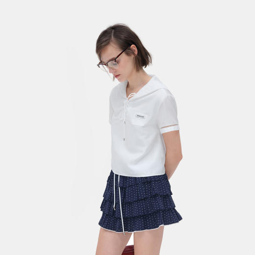 HERLIAN 2026年夏季新品海军领开衫小上衣女士学院风短袖衬衫 商品图2