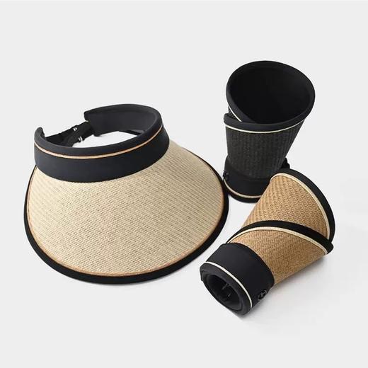 空顶防晒帽女夏uv草帽防紫外线太阳帽子遮阳帽遮脸可折叠度假大檐 商品图4