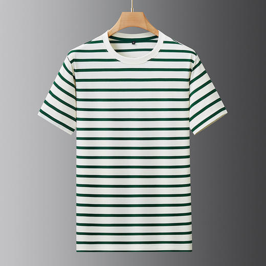 【DDS】大依优型大码男装夏季条纹圆领短袖T恤休闲潮流透气棉质上衣300斤 商品图4