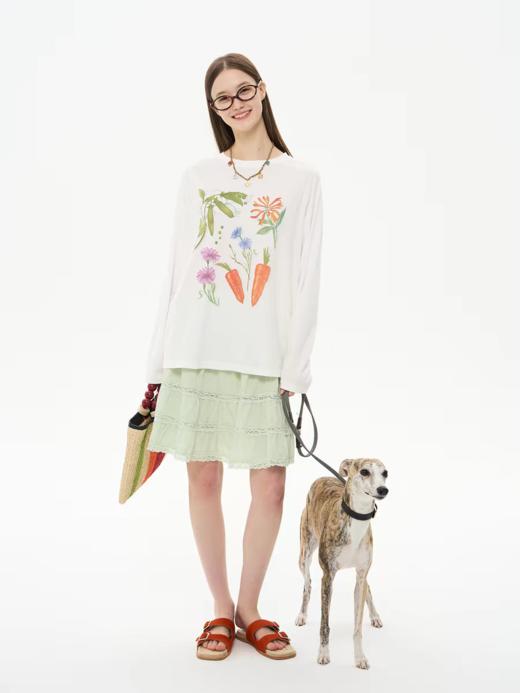 heris/H61129/假日果蔬印花 薄透雪花棉针织 宽松大版型长T防晒 商品图2