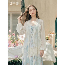 两三事温柔陷阱2026夏季新款休闲度假风荷叶边绑带薄款开衫女宽松