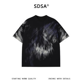 SDSA男装2026新款高贵轻奢美式高街扎染印花宽松短袖T恤百搭时尚