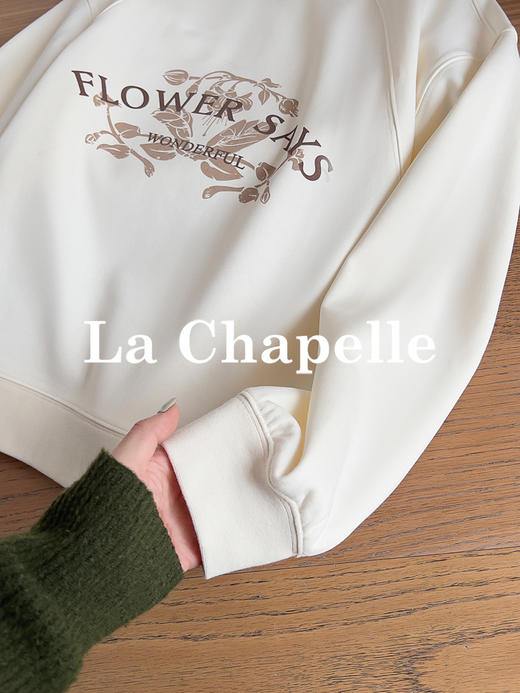 专柜实拍【花语卫衣！】拉夏贝尔/La Chapelle美式复古拼色圆领字母印花设计慵懒感三色长袖廓形卫衣 商品图5