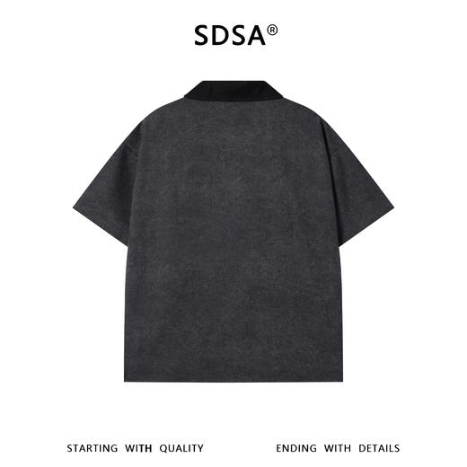 SDSA男装2026新款高贵轻奢韩系铆钉拼接翻领短袖衬衫百搭时尚上衣 商品图1
