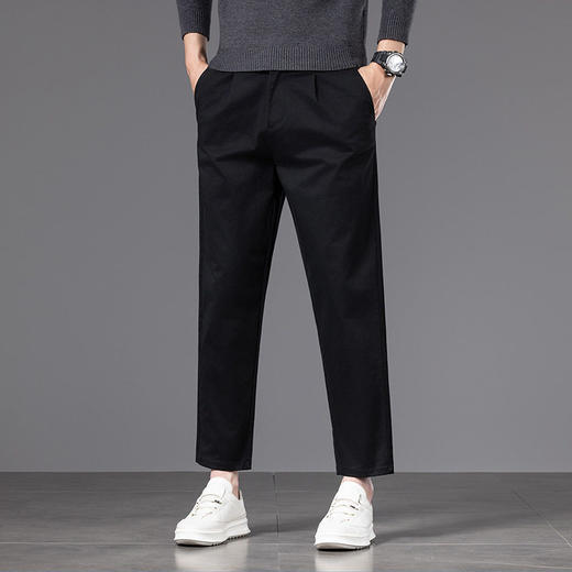 【DYG】大依优型大码男装春秋轻商务九分休闲裤修身纯色简约棉质休闲裤 商品图1