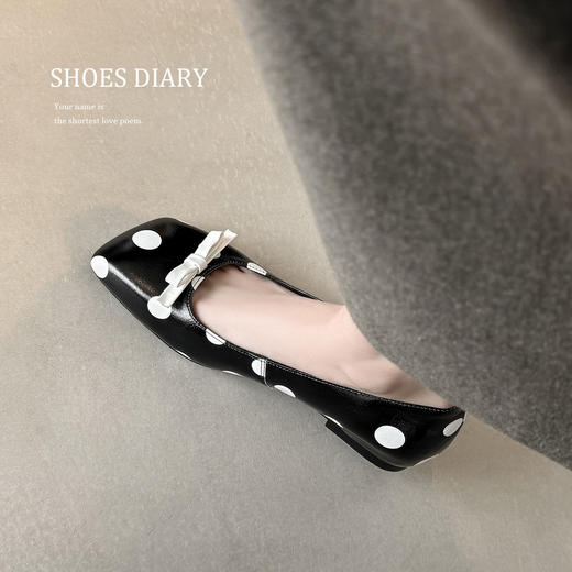 【预售5天】春季新款头层牛皮蝴蝶结波点小清新浅口单鞋&A8767 商品图3